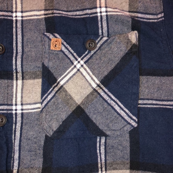 Mens Coleman XL Flannel blue and grey patches - Picture 3 of 4